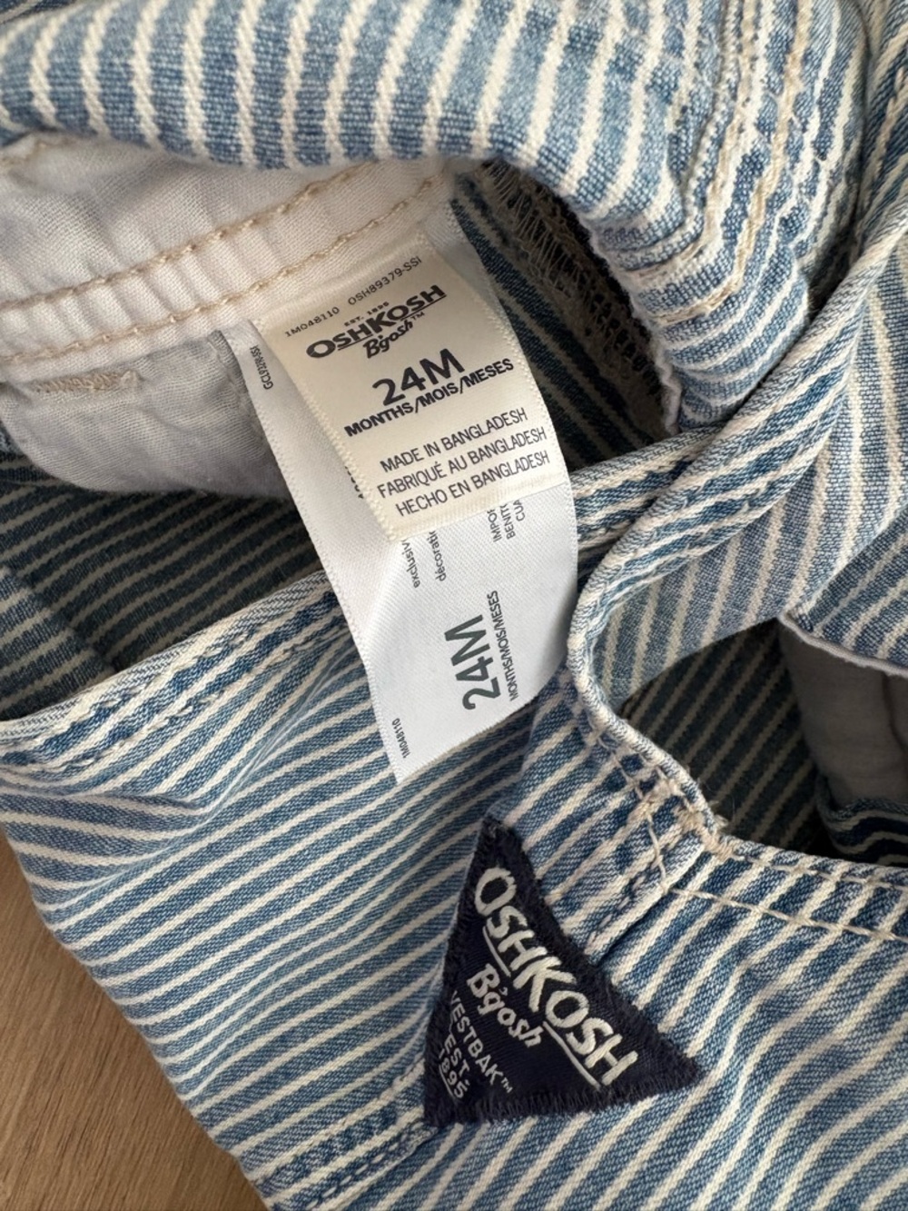 Children’s Striped Denim Overalls - Light Blue - Picture 7 of 7